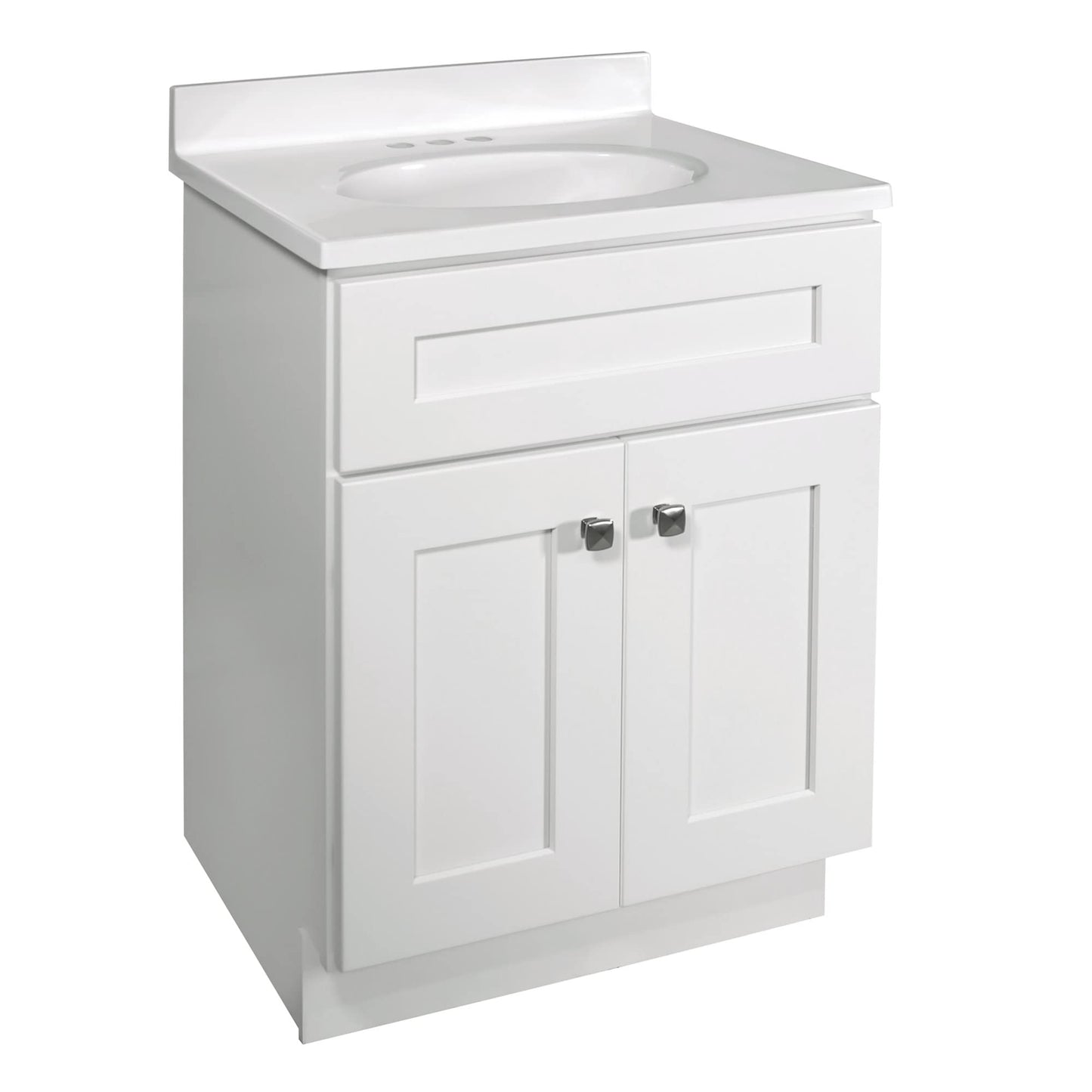 Brookings 24 Inch Bathroom Vanity, Ready to Assemble, Solid Wood, Sherwin Williams® White – Design House, 586925