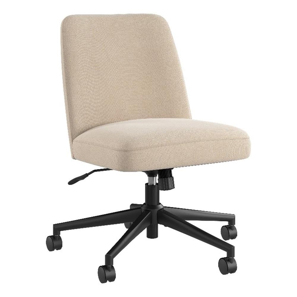 Bush Furniture Serenity Mid Back Armless Office Chair with Wheels in Soft Beige Fabric, Workspace Seating Solution for Small Computer Desk