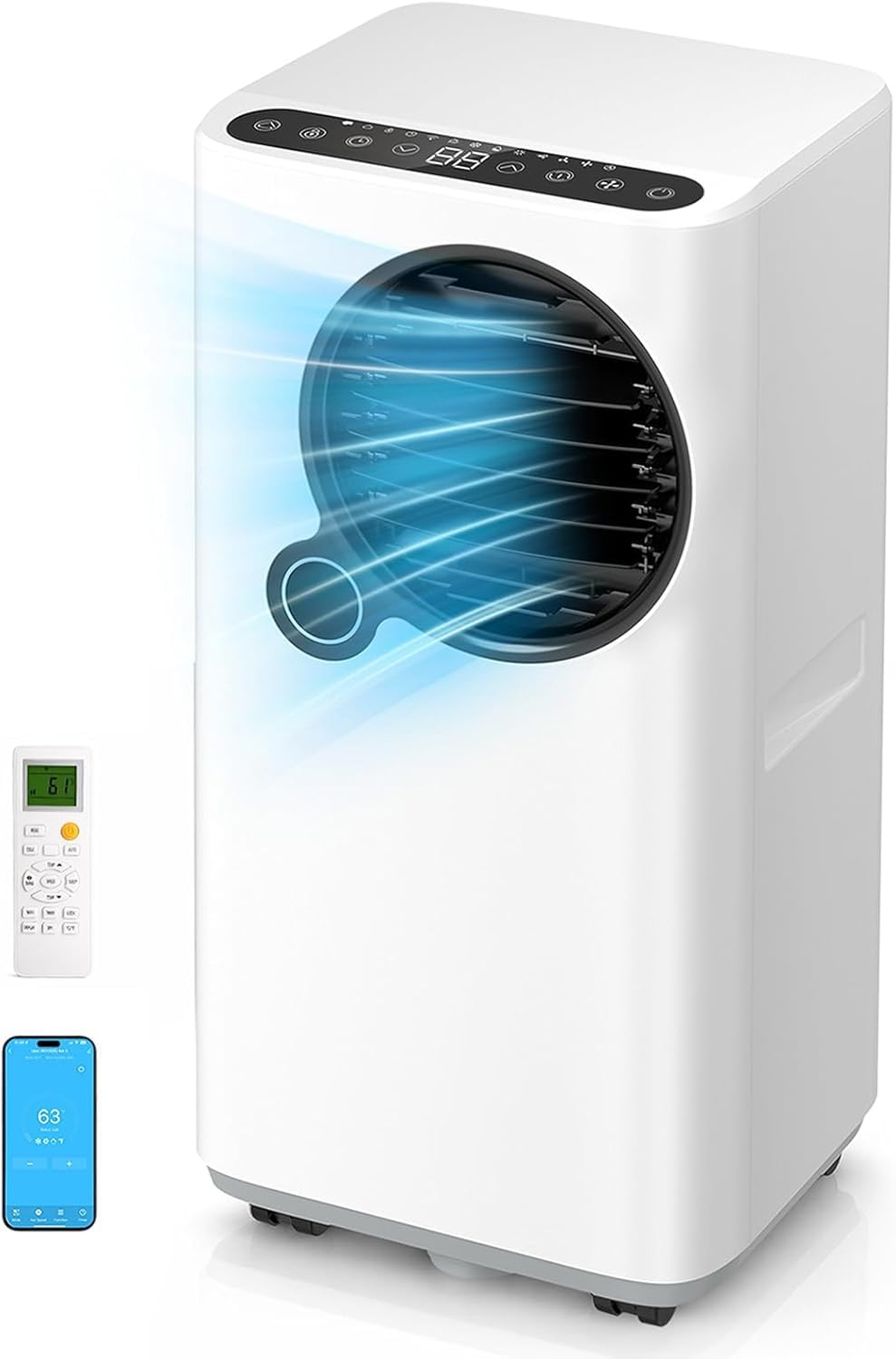 Portable Air Conditioners 16000 BTU 6-in-1 Smart AC Unit with WiFi App for Large Rooms up to 750 Sq. Ft., Quiet 45dB Sleep Mode 24H, Child Lock, Dehumidifier Fan, Perfect for Bedroom Home Office