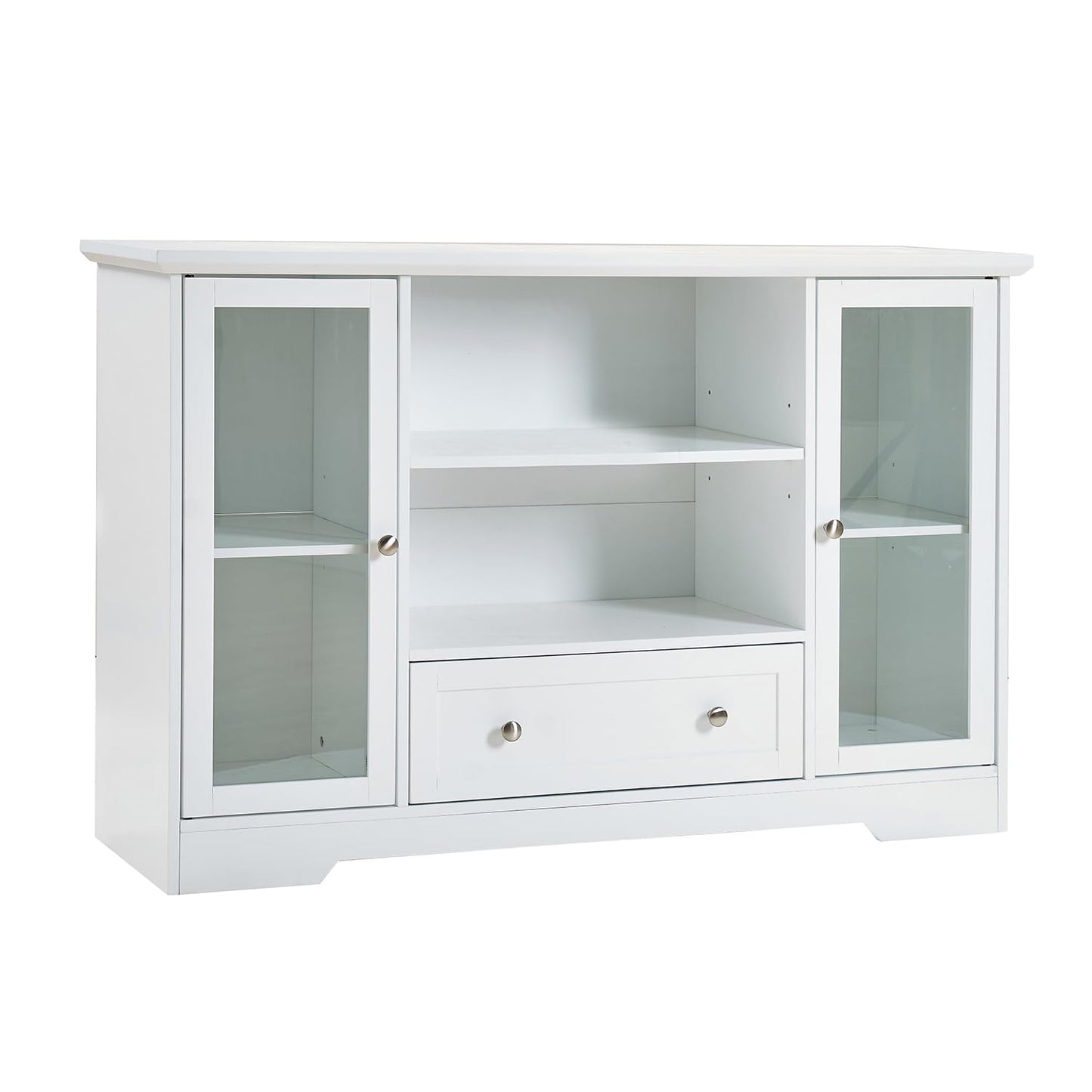 GDFStudio 51" Modern Storage Cabinet with Doors & Drawer, Large Buffet Sideboard Cabinet with Adjustable Shelves, Farmhouse Credenza Console Table Coffee Bar for Living Room Dining Room Kitchen, White