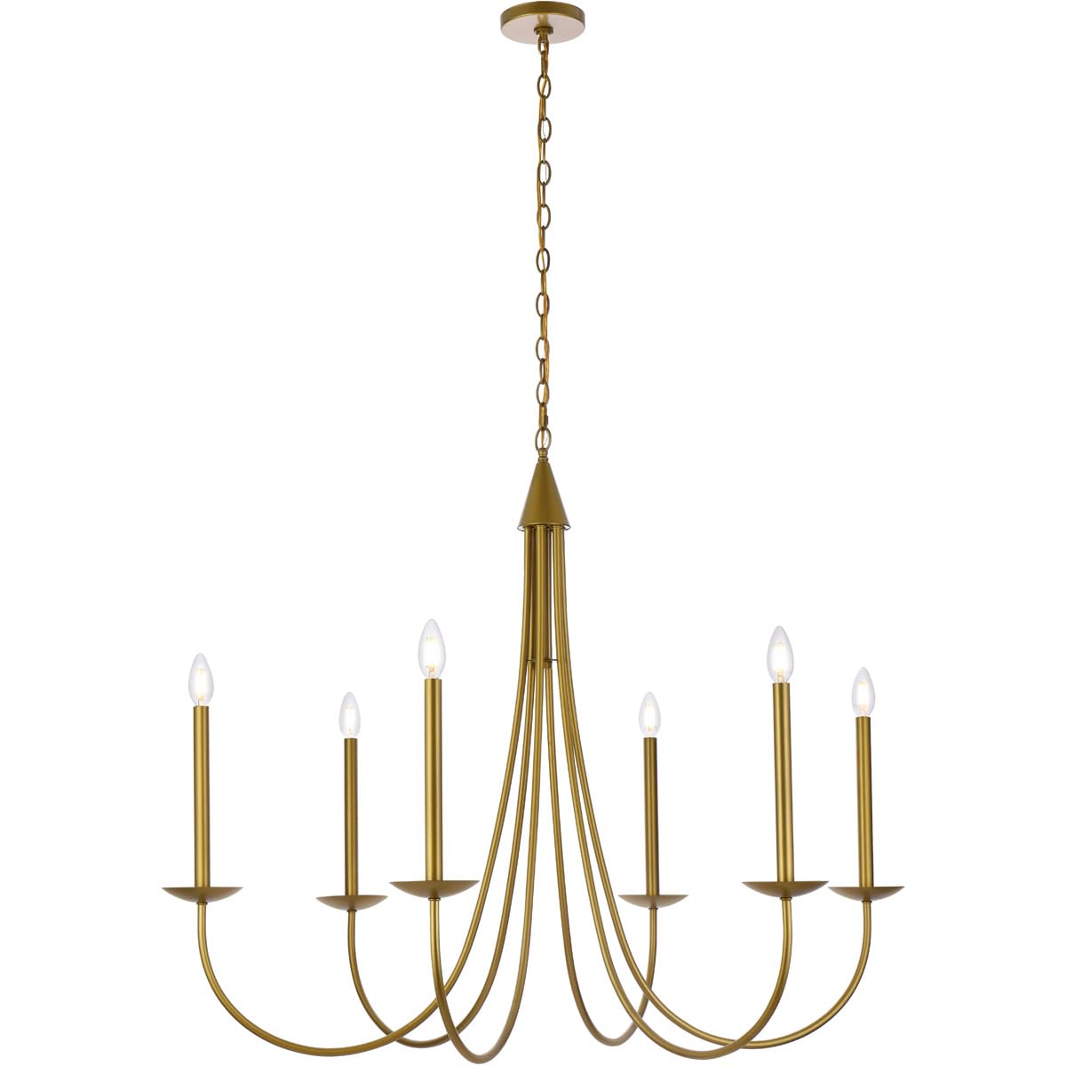 Living District 42-Inch Brass Metal Ceiling Pendant Light, Model LD810D42BR, Indoor Modern Decorative Fixture