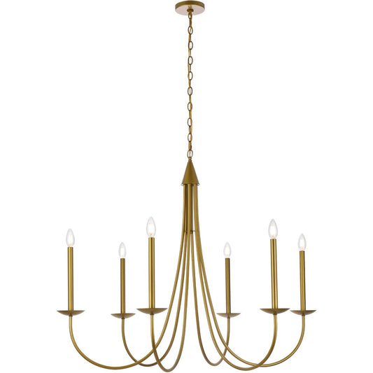 Living District 42-Inch Brass Metal Ceiling Pendant Light, Model LD810D42BR, Indoor Modern Decorative Fixture
