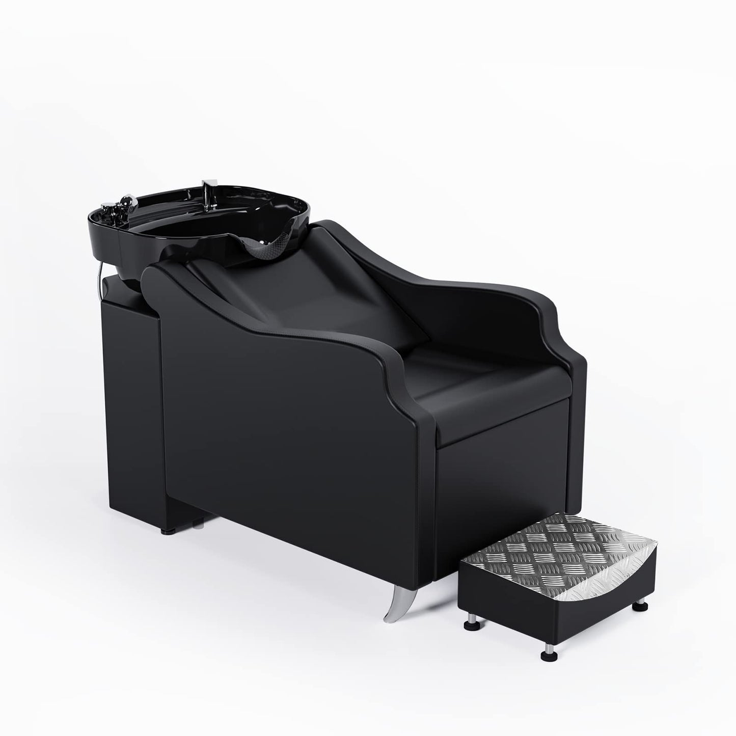 OmySalon Shampoo Backwash Unit with Large Porcelain Bowl, Salon Sink Hair Wash Chair Shampoo Station, Barbershop Beauty Spa Massage Hairdressing Equipment