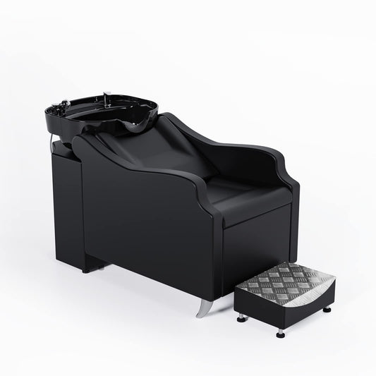 OmySalon Shampoo Backwash Unit with Large Porcelain Bowl, Salon Sink Hair Wash Chair Shampoo Station, Barbershop Beauty Spa Massage Hairdressing Equipment