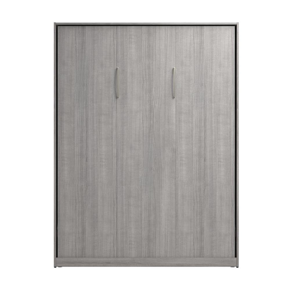 Pemberly Row Modern Queen Murphy Bed, Engineered Wood, Platinum Gray Finish, Space-Saving Dual Piston Wall Bed with Brushed Nickel Hardware, Mattress Support Slats, Ideal for Bedroom Use