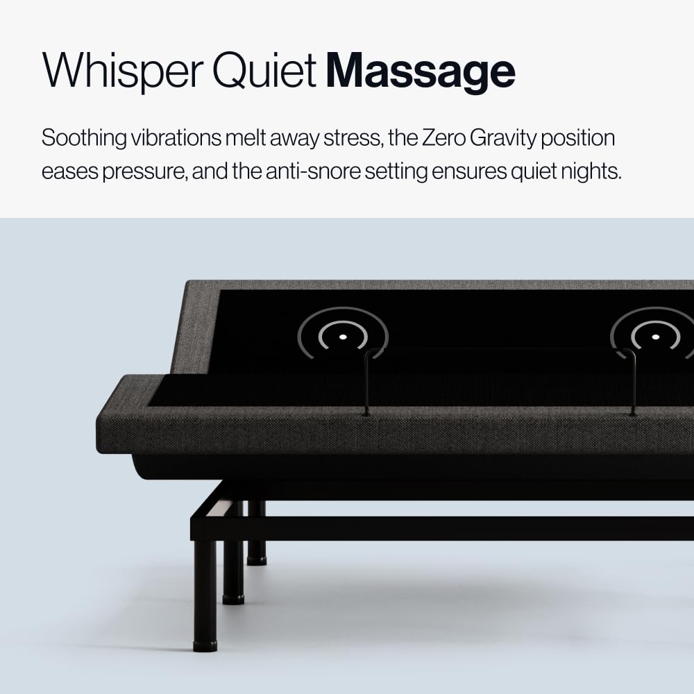 Adjustable Comfort Upholstered Adjustable Bed Base 2.0 with Upgraded Motors, Massage, Wireless Remote, USB Port-Ergonomic Head and Foot Inclines, Queen