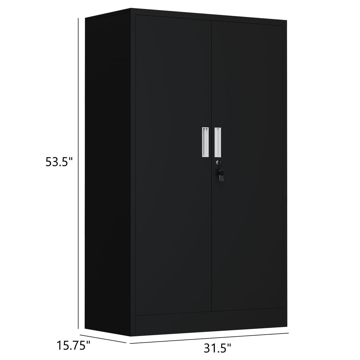 iJINGUR Metal Storage Cabinet with Locking Doors and Adjustable Shelves, 53.5-Inch Tall Lockable Storage Cabinets for Home Office Garage Kitchen Pantry (Black)