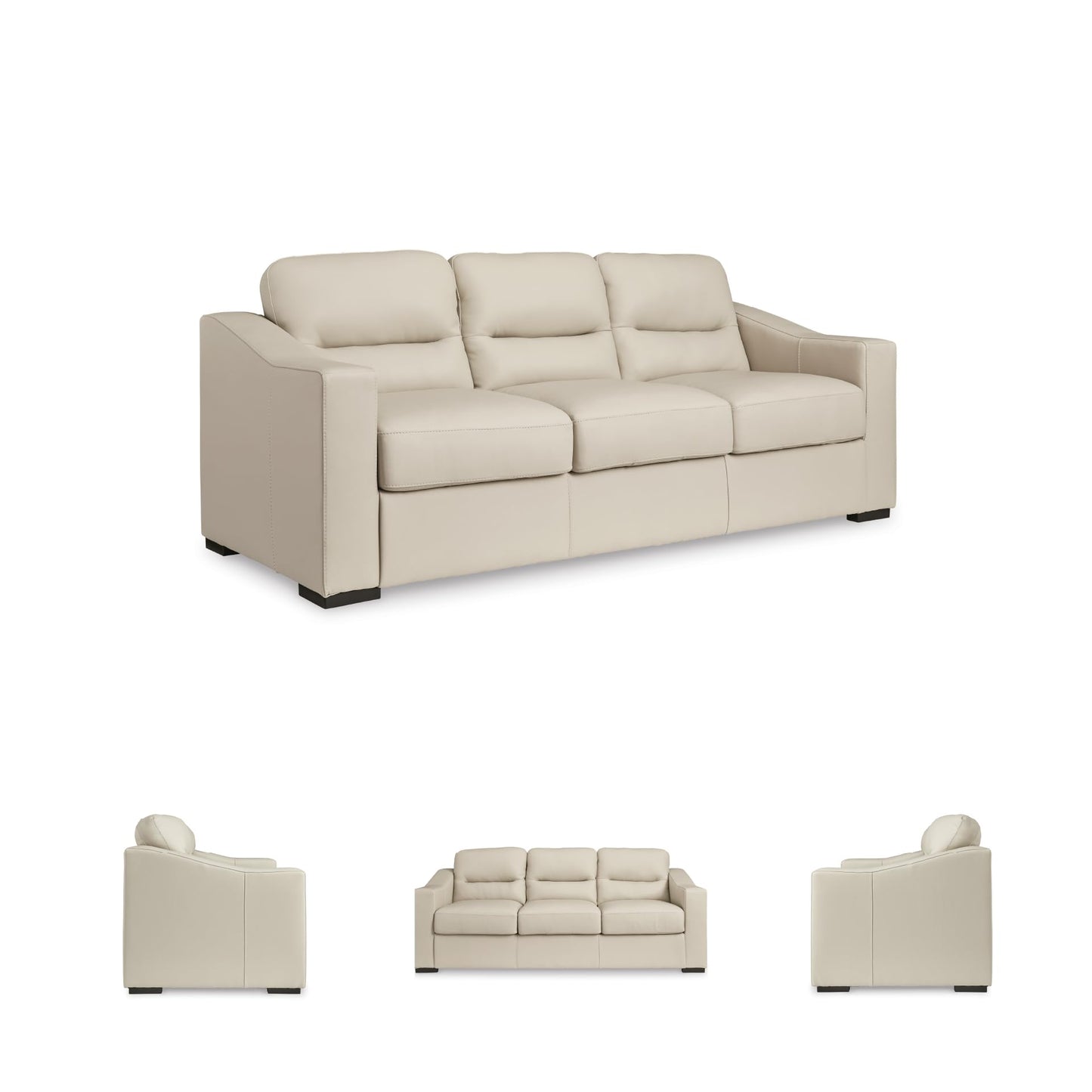 Signature Design by Ashley Treasure Trove Contemporary Leather Match Sofa, Beige
