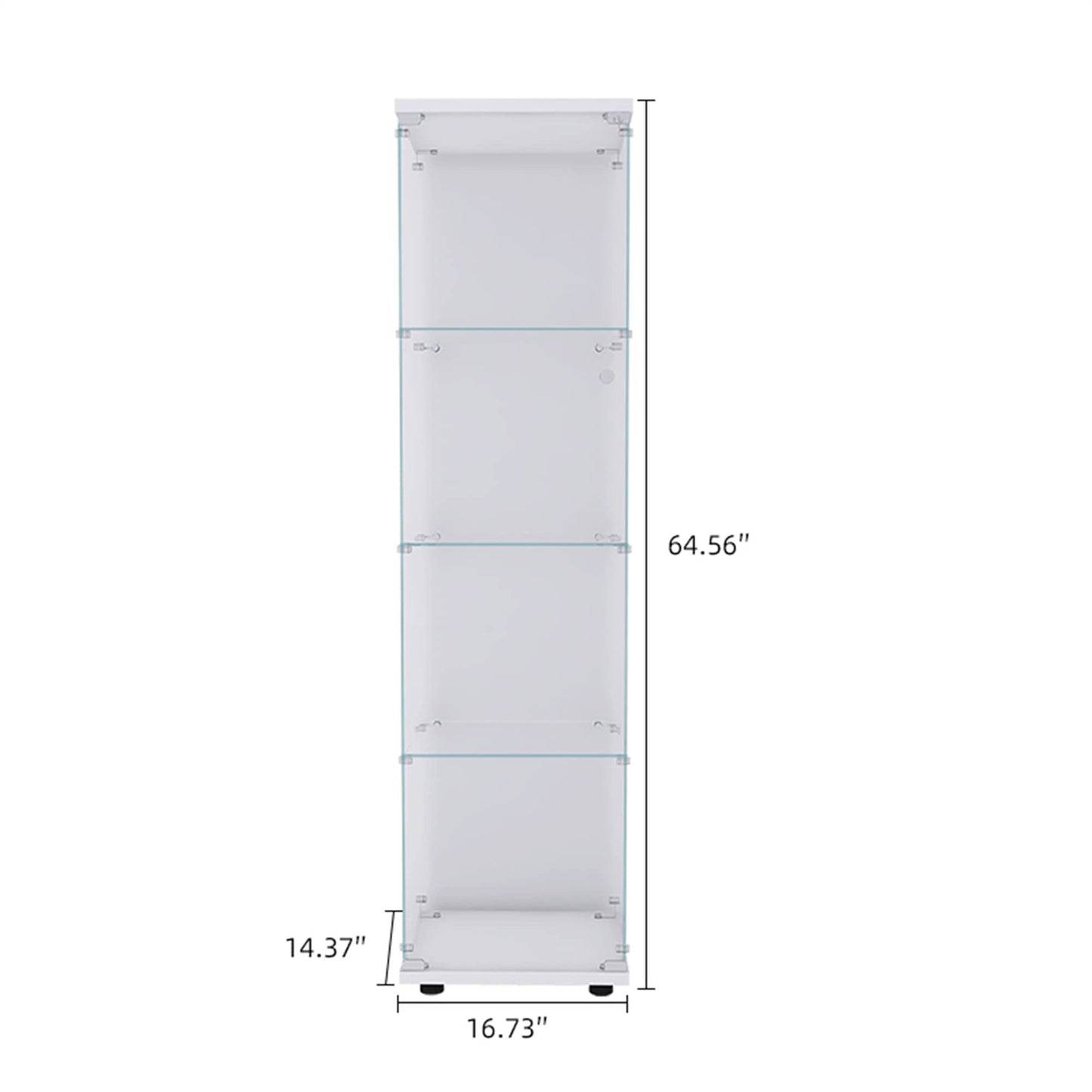 Ball & Cast Display Cabinet with Glass Door and Lock,17”W Lighted Curio Cabinet with Tempered Glass,4-Tier Display Case, Floor Standing Bookshelf for Home,Office,White