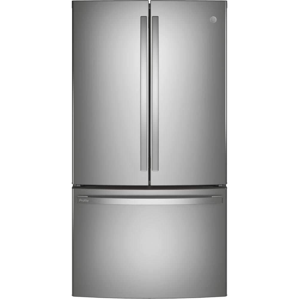 GE Profile 36 Counter Depth French Door Refrigerator with 23.1 cu. ft. Capacity Internal Water Dispenser TwinChill Evaporator and Showcase LED Lighting in Fingerprint Resistant