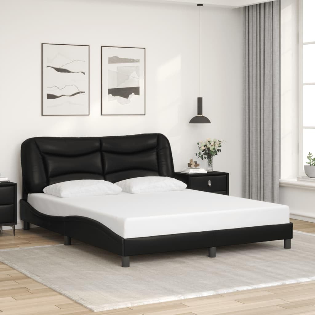 FUDUGEHMIOFWFJJ Base cama Queen,Adjustable Mattress,Bed Base Queen,Bed Frame Without Mattress Black 59.8"x79.9" Faux LeatherSuitable for Bedroom, Office, Balcony