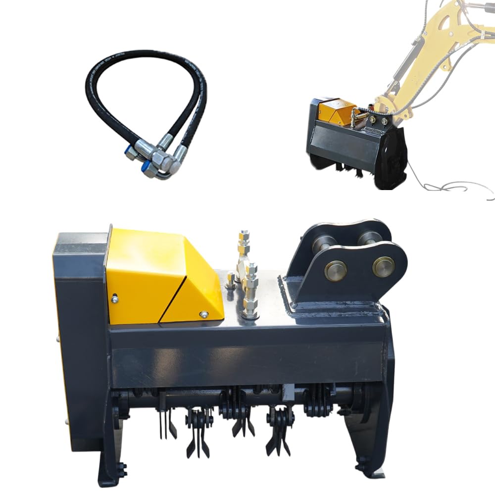 ATTACHXPRO Flail Mower for 3T+Mini Excavator Mulcher Attachment Pioneer Brush Cutter is Used to Remove Weeds, Grass Vegetation, Hydraulic Mulcher and Reclaim Wasteland with Hydraulic System