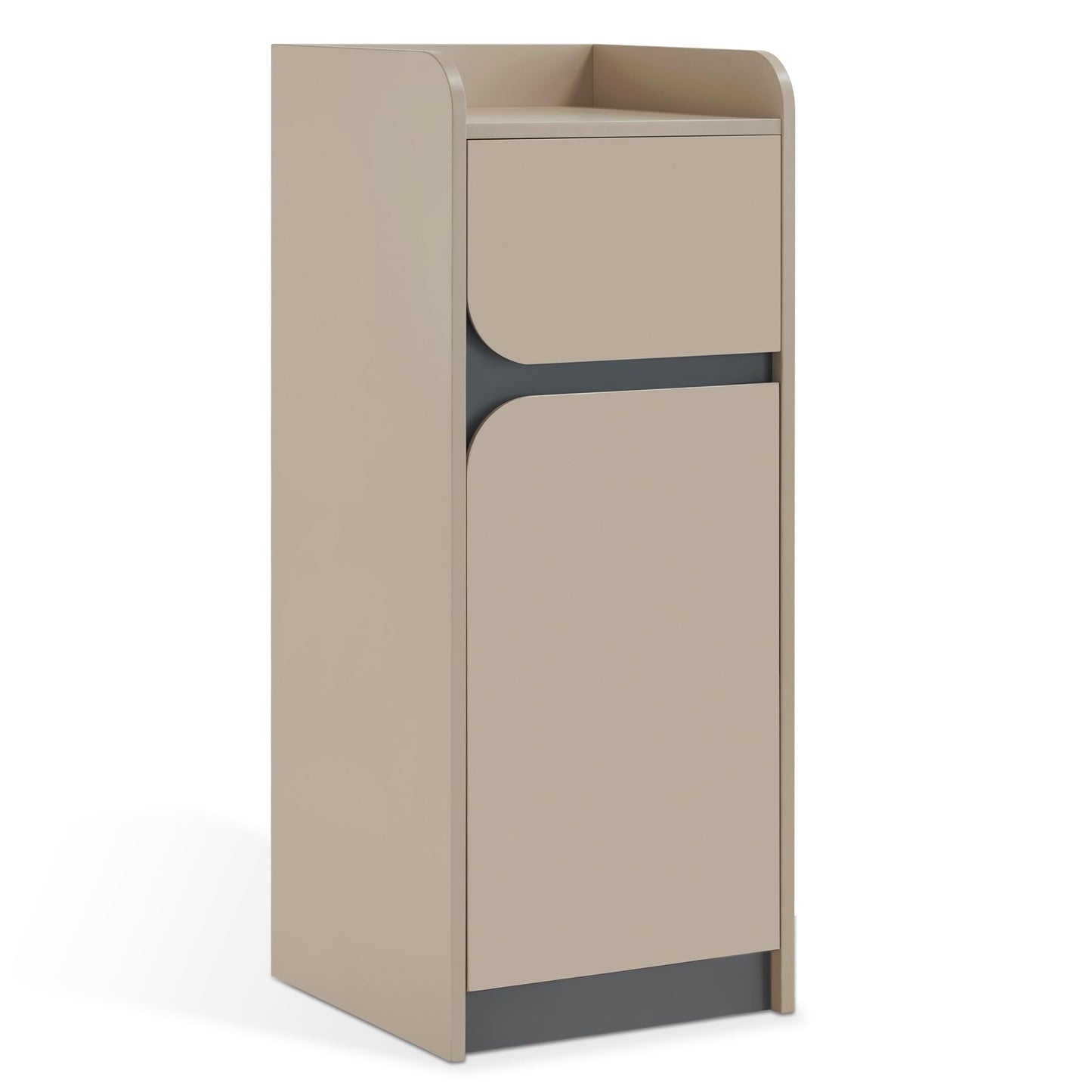 BarberPub Salon Spa Storage Cabinet, Barber Hair Stylist Station with 1 Drawer and 1 Cabinet, Beauty Salon Organizers 40” Tall DC2022 (Iron-Gray&Beige)