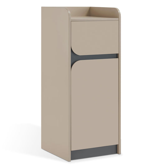 BarberPub Salon Spa Storage Cabinet, Barber Hair Stylist Station with 1 Drawer and 1 Cabinet, Beauty Salon Organizers 40” Tall DC2022 (Iron-Gray&Beige)