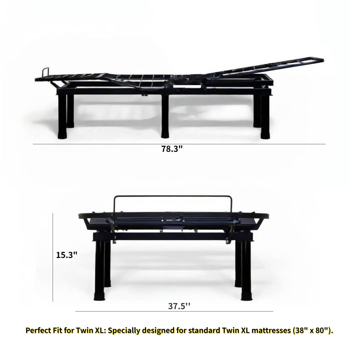 Micoud Adjustable Bed Frame, Black