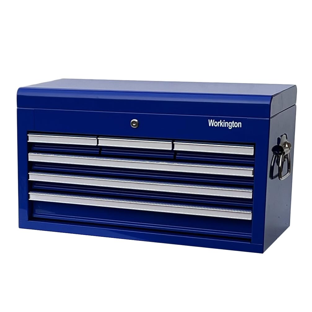 Workington Professional Industrial Portable Metal Tool Chest with 6 Drawers, 26" 6-Drawer Tool Chest Cabinet with Ball Bearing Drawer Slides, Steel Tool Storage Box Organizer 4015 Blue