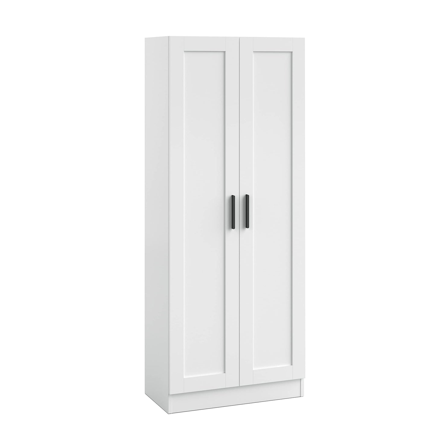 Panana Wooden Storage Cabinet, Narrow Pantry Cabinets Free Standing Tall Storage Cabinet with 2 Doors and Shelves (White)