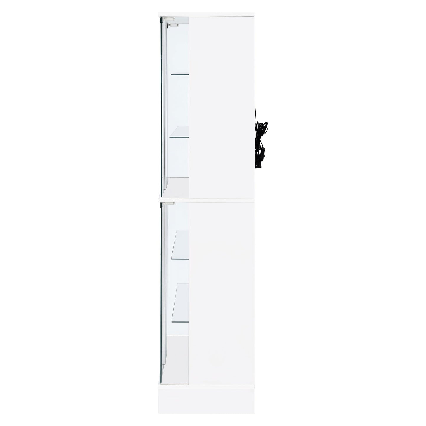 Coaster Home Furnishings - Cabra - 4-Door LED Curio Cabinet with Engineered Wood and Tempered Glass Shelves - Living Room - White High Gloss - 950397