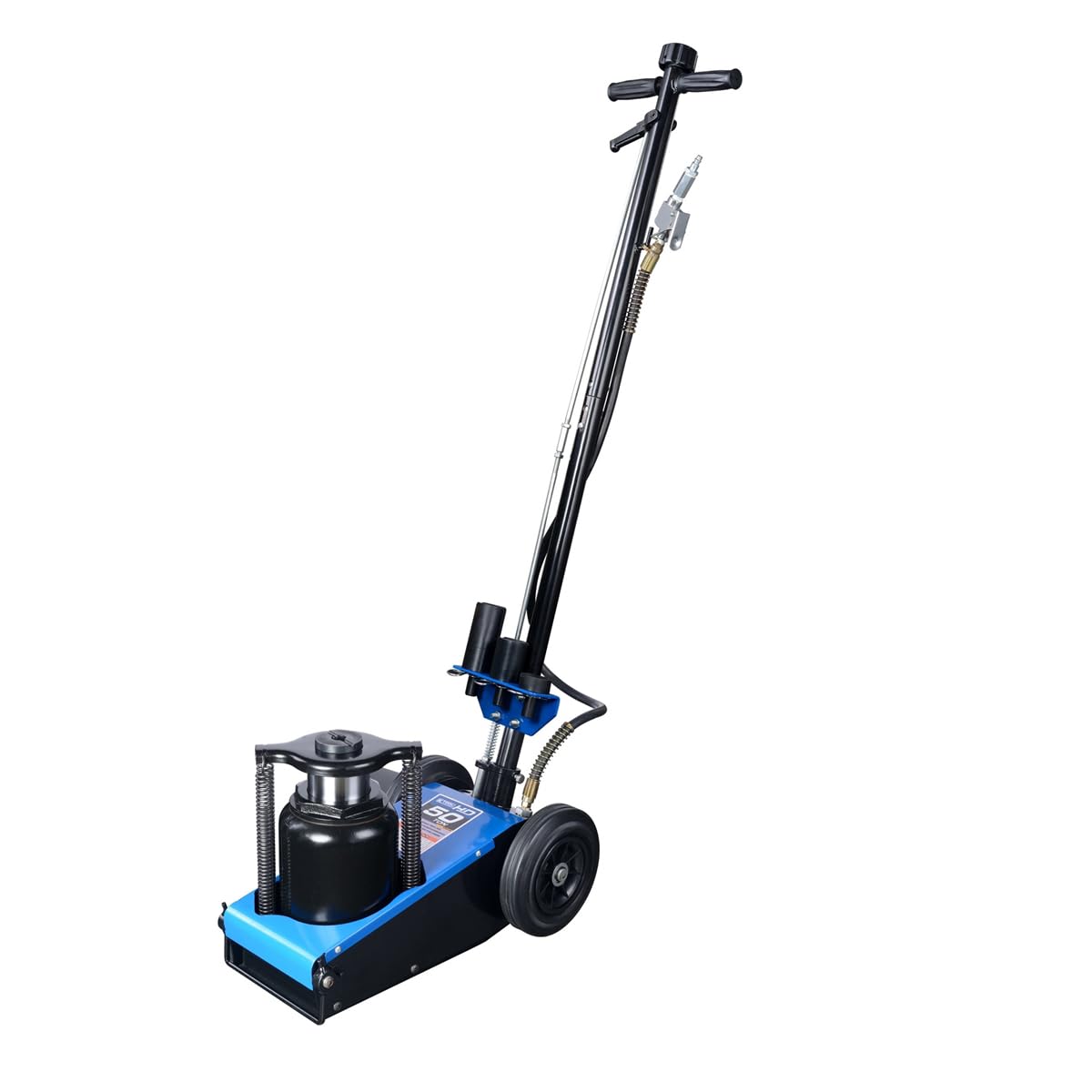 K Tool International 63198 50 Ton Automotive Air Truck Jack for Garages, Repair Shops, and DIY, 100,000 lbs. Capacity, Hydraulic Lift Range 11.4"- 21.25, Heavy Duty Steel, Built-in Bypass Valve, Blue