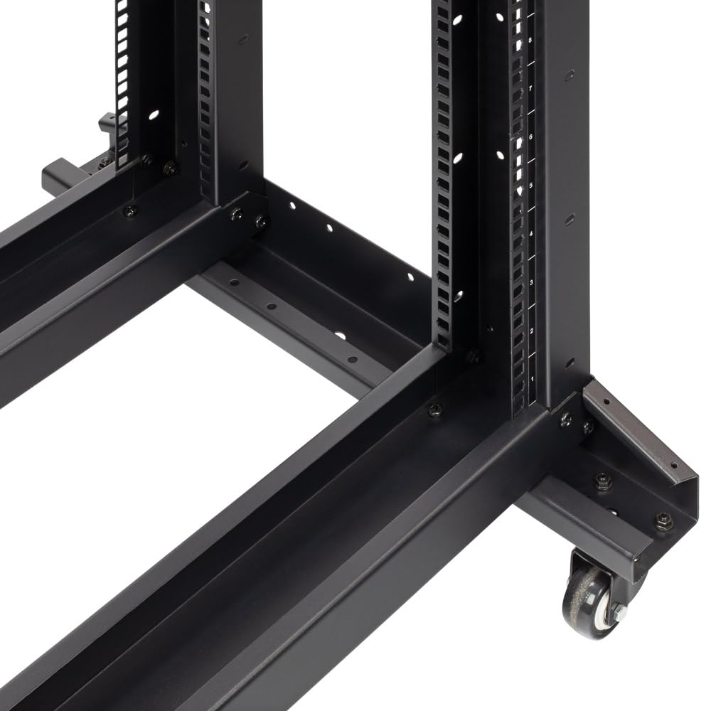 NavePoint 42U 4 Post Server Rack – Open Frame Rack for 19 Inch Equipment, Adjustable Depth 4-Post Network Rack with Casters Wheels, 42U Server Rack 881lbs Capacity, Black