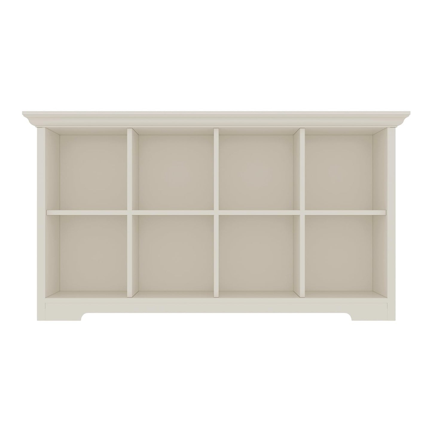 OSCHF Cube Shelf Bookcase with Base - Wooden 2 Tiers Floor Standing Low Storage Cabinet for Home and Office, 8-Cube Lattice Bookshelf, Warm White