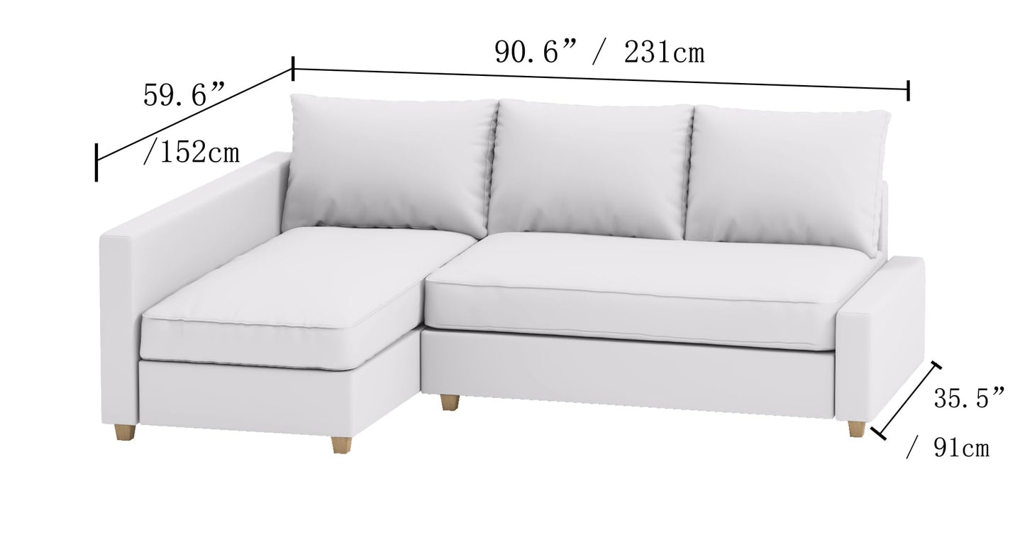 HomeTown Market Heavy Duty Velvet Friheten Sofa Cover Replacement Compatible with IKEA Friheten Sofa Bed Sleeper Sectional Corner Slipcover (Velvet Lighter Green Left)