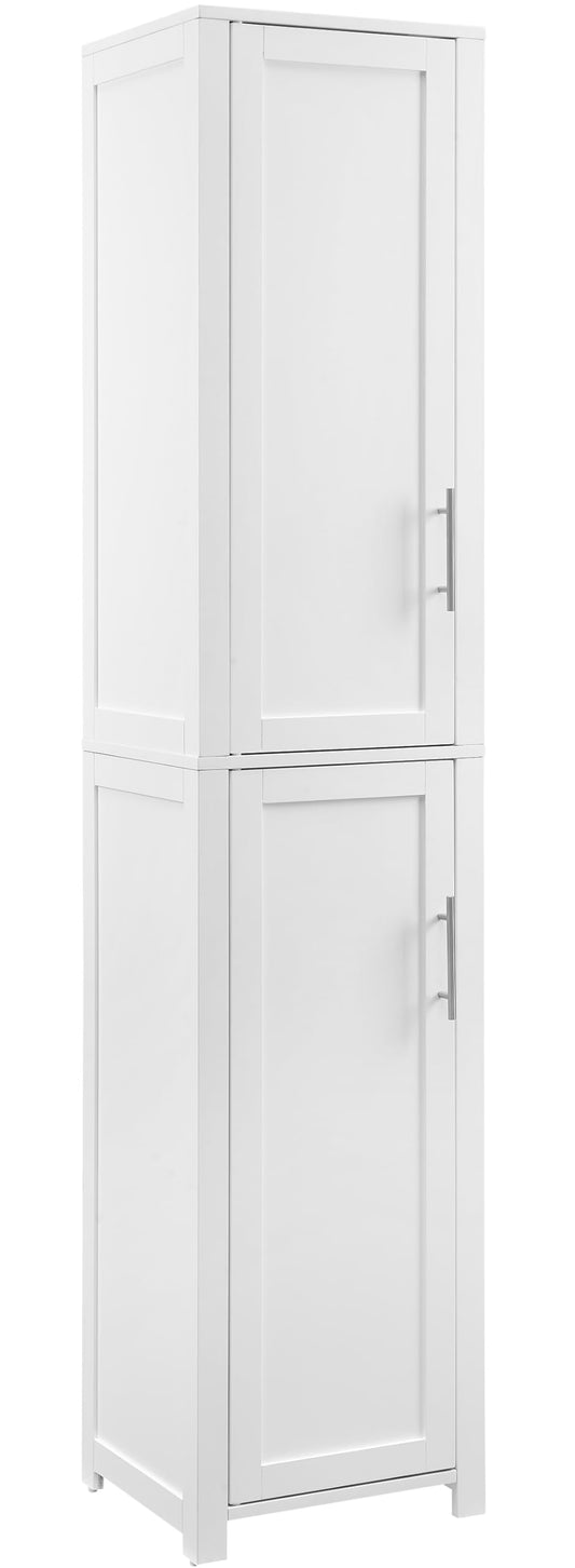 Crosley Furniture Savannah Linen Storage Cabinet, Laundry Room, Bathroom Organizer with Shelves, White