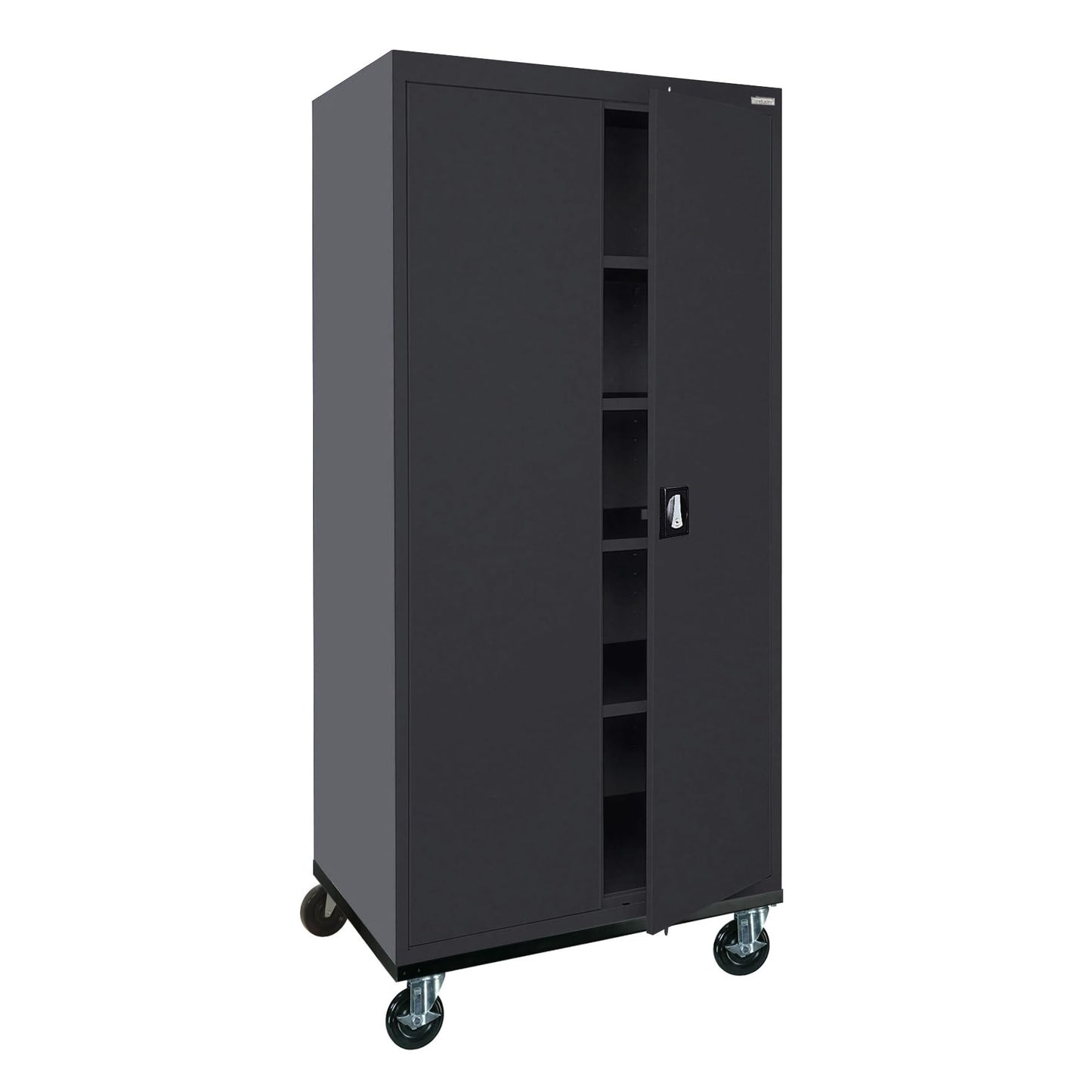 Sandusky Lee TA4R362472-09 Transport Series Mobile Storage Cabinet with Wheels, Adjustable Shelves, 230lb Capacity, 24" Depth x 36" Width x 78" Height, Black
