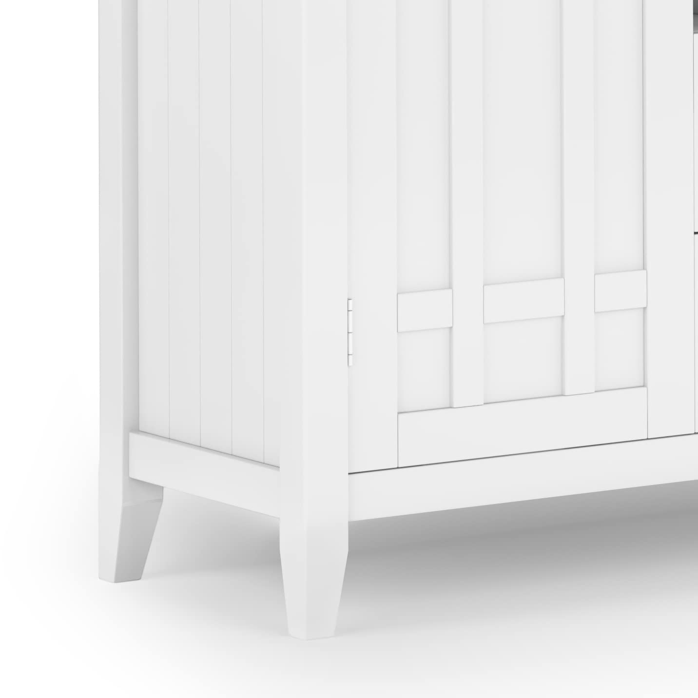 SIMPLIHOME Bedford Buffet - 54 inch Wide Solid Wood 3-Door Sideboard Buffet with Wine Rack in White, Transitional Cabinet for Dining Room or Kitchen with Adjustable Shelves