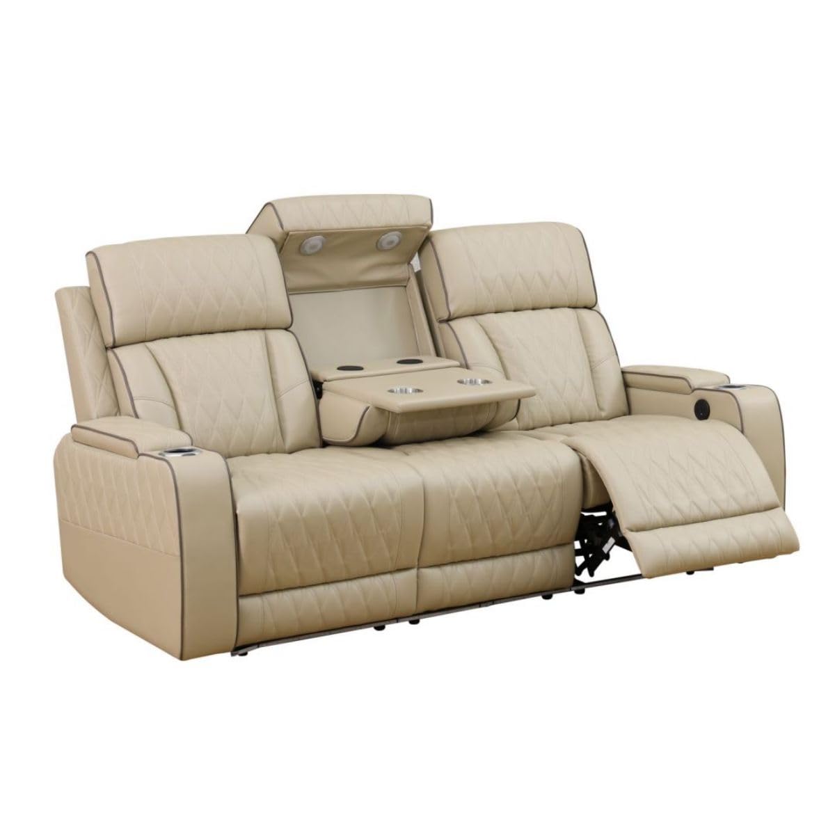 UOCFYK Electric Power Breathing Leather Recliner Sofa Genuine Leather Recliner Couch 3-Seater, Comfy Wide Lazy Top Grain Leather Sofa with USB Port for Living Room (Beige, Sofa)