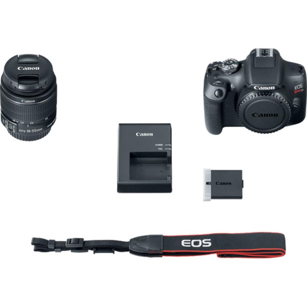 Canon EOS Rebel T7 DSLR Camera with 18-55mm Lens Bundled with 64GB Memory Card + Camera Bag + 58mm UV Filter + Microfiber Cleaning Cloth (5 Items)