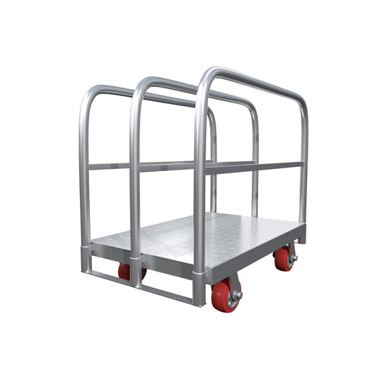 Steel Panel Truck Cart, Platform Truck, Heavy Duty Lumber Drywall Dolly, Flatbed with 2500 lbs Capacity and 4 Swivel Casters, 36x24inch Steel Board with 3 Side Handrails