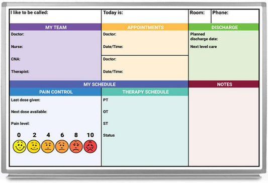 Creative Safety Supply Pain Control with Color Hospital Whiteboard - 36in x 24in