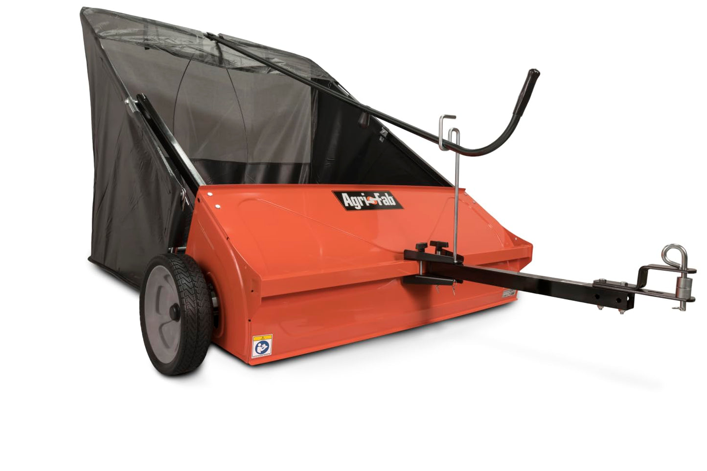 Agri-Fab 44 In Tow-Behind Lawn Sweeper with 28 Cu Ft Flow-Through Hopper Bag, Adjustable Brush Height, and Dump From Seat Handle