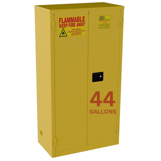 Jamco 44 Gallon Flammable Safety Cabinet, Steel Flammable Storage Cabinet with Lockable Self-Closing Doors, Non Forkliftable, 34" x 18" x 65", Yellow
