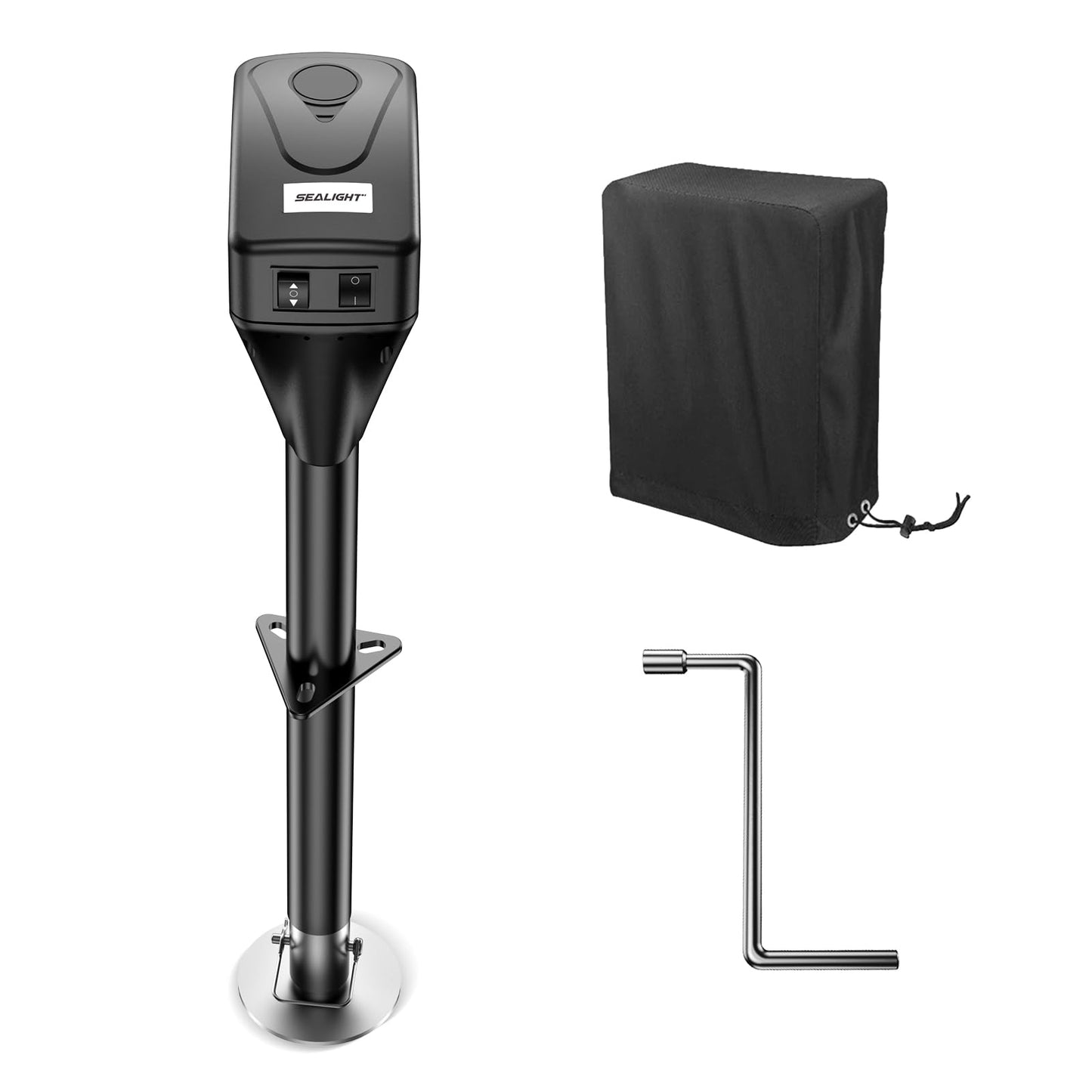 SEALIGHT 7500LB Electric Trailer Jack,Heavy Duty Electric Tongue Jack,12V DC and LED Light,9.84“-33.85“ Lift, Power Tongue Jack Waterproof for A-Frame,Utility and RV Trailer