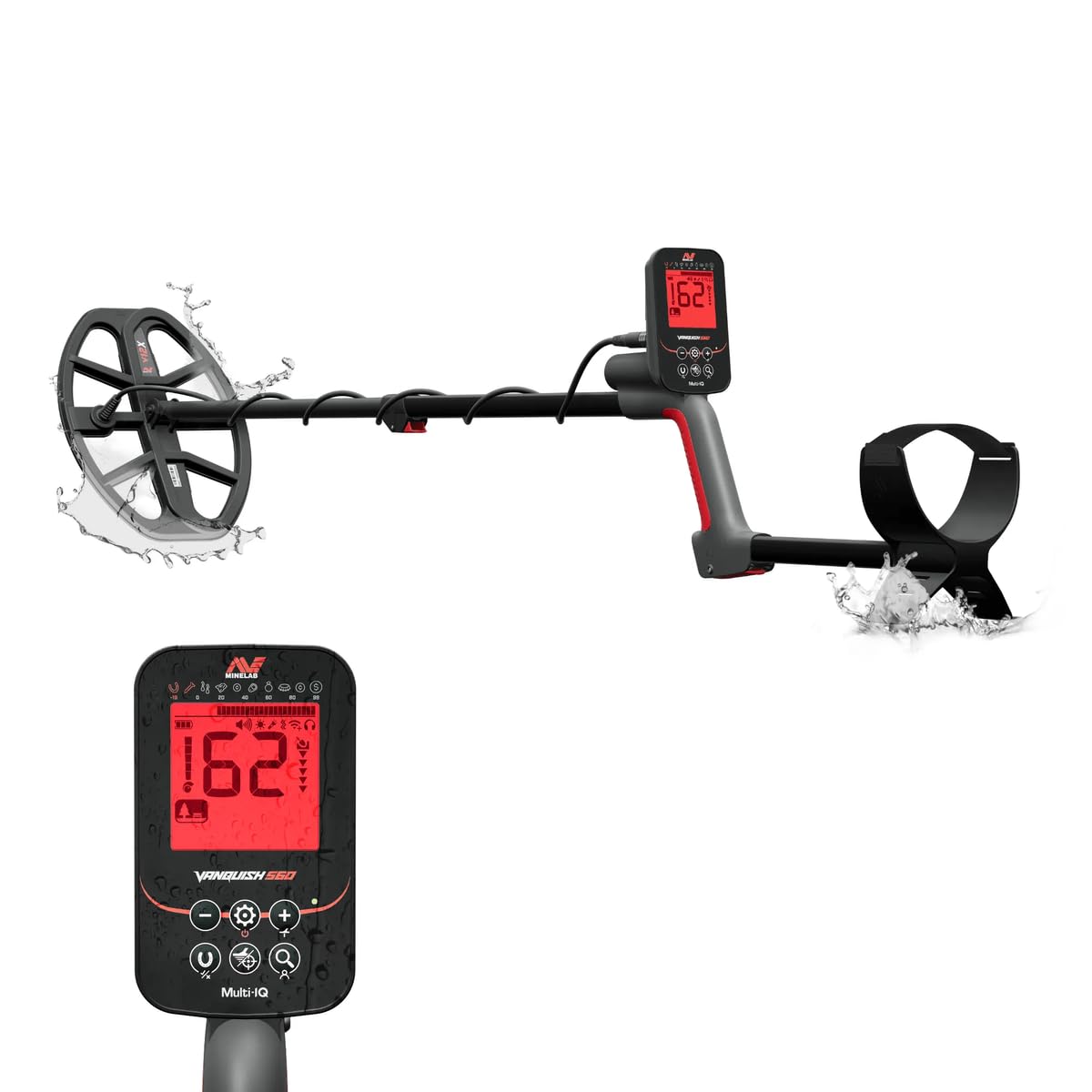 MINELAB Vanquish 560 Fully-Automatic Lightweight Waterproof Metal Detector with Multi-IQ Technology, Includes V12X 12" Double-D Coil and Wired Headphones