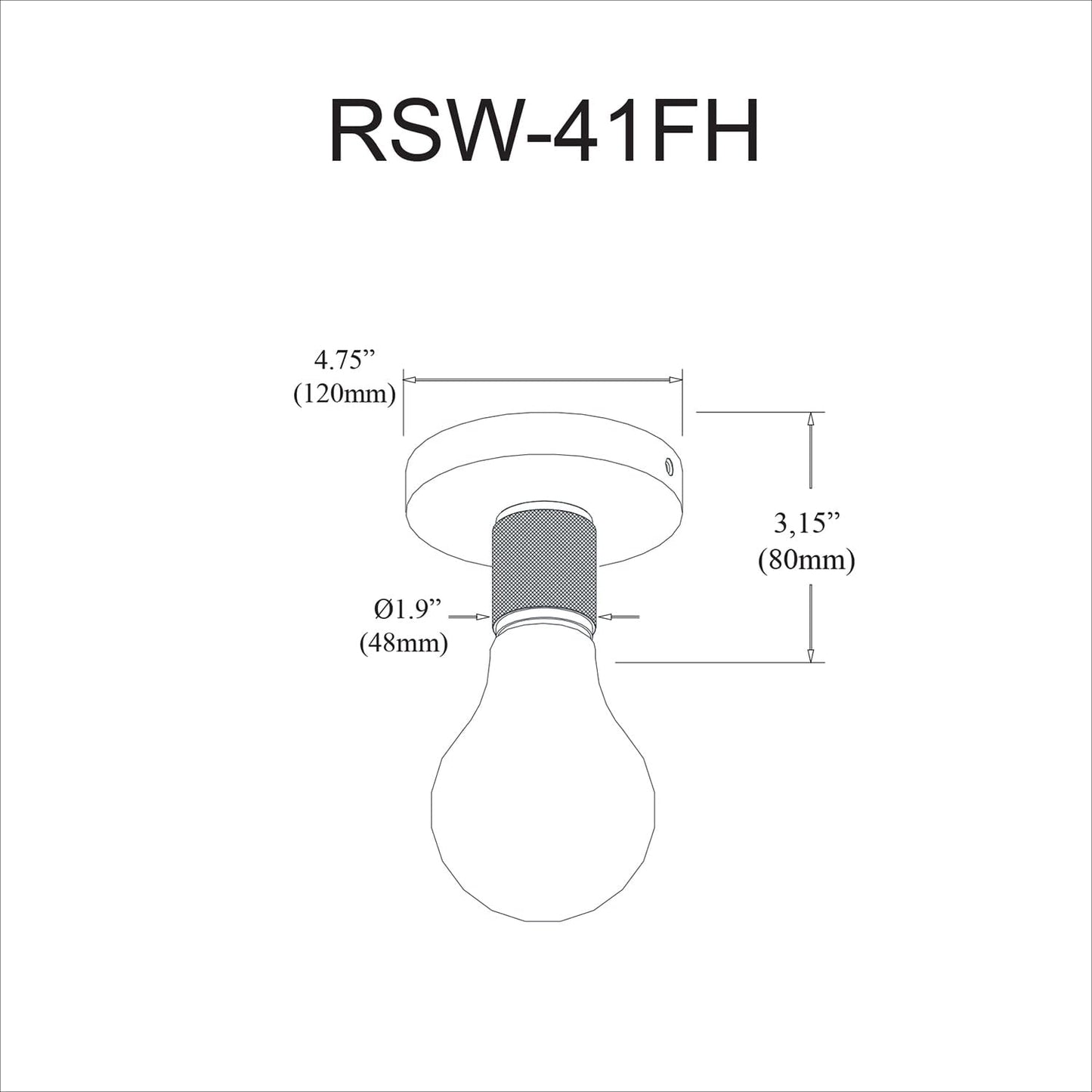 Dainolite RSW-41FH Flush Mount Light, 3.25in, LED Compatible, Matte Black