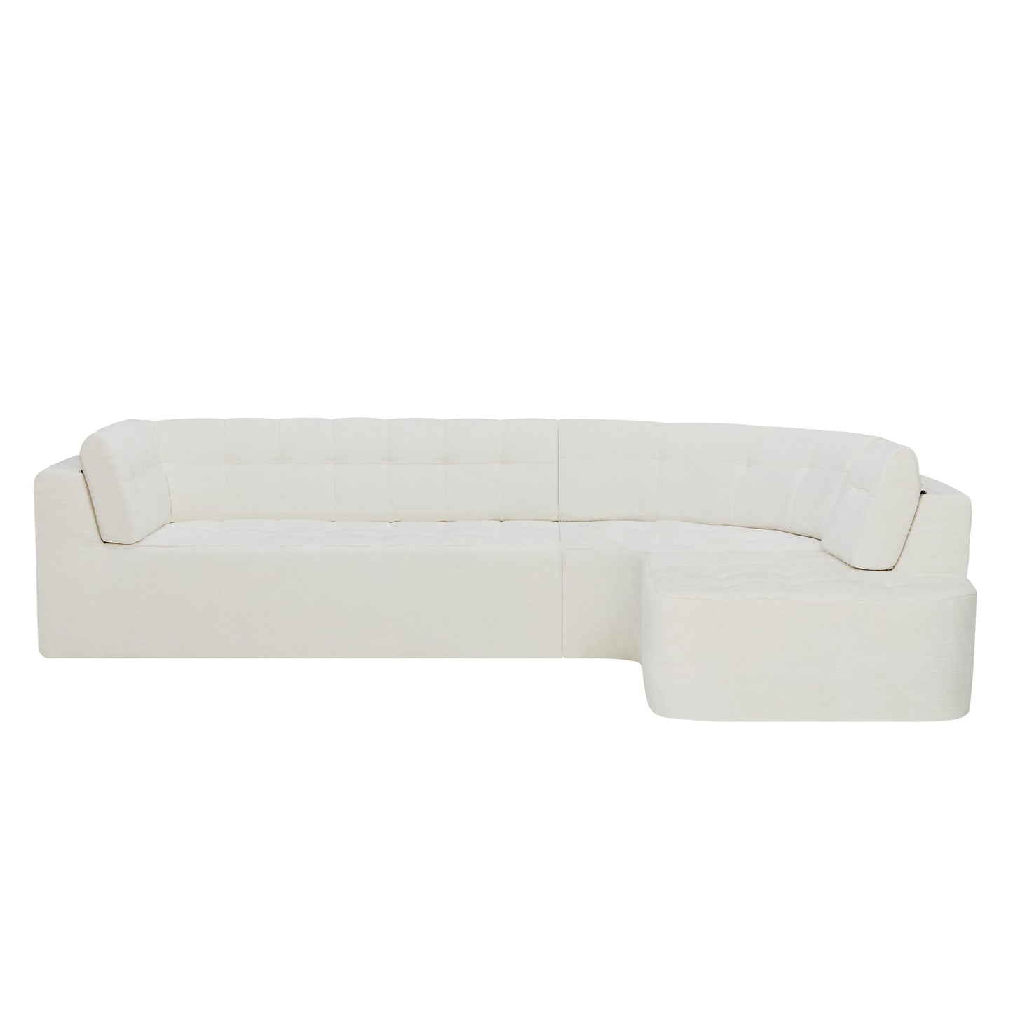 Merax 119" L-Shaped Curved Sectional Sofa Set | 4 Seat Modern Minimalist Tufted Cloud Couch with Chaise Lounge | Fully Upholstered Arms | Right-Hand Facing Foam | No-Tools Assembly, Beige