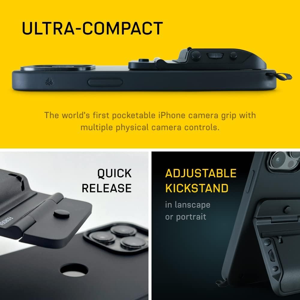 FJORDEN Pro Bundle for iPhone 16 Pro - Includes Camera Grip, (MagSafe Compatible) iPhone Case, Black Rope Strap & Carry Case - Shoot Like A Pro With Your iPhone