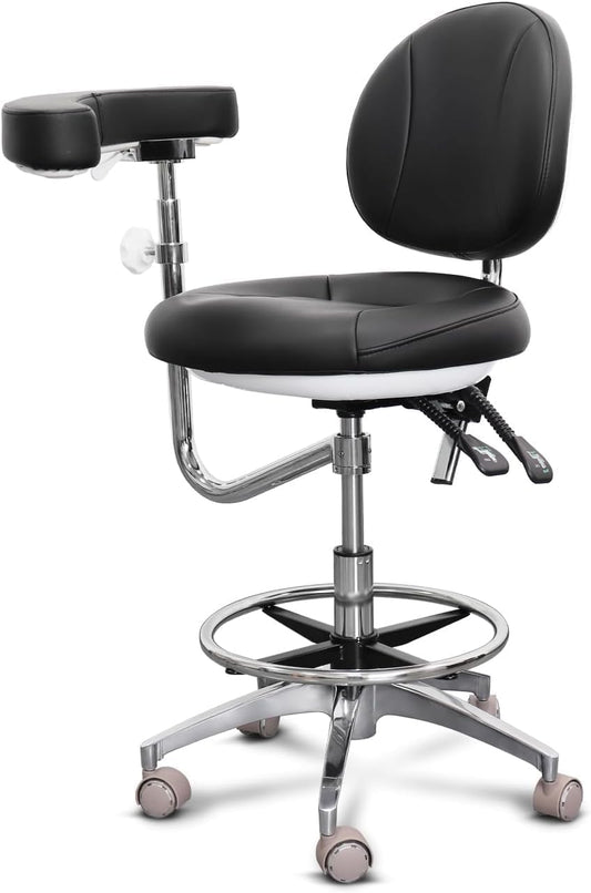 LIMKOMES Dental Assistant Chair with Rotatable Armrest,500 lbs Capacity