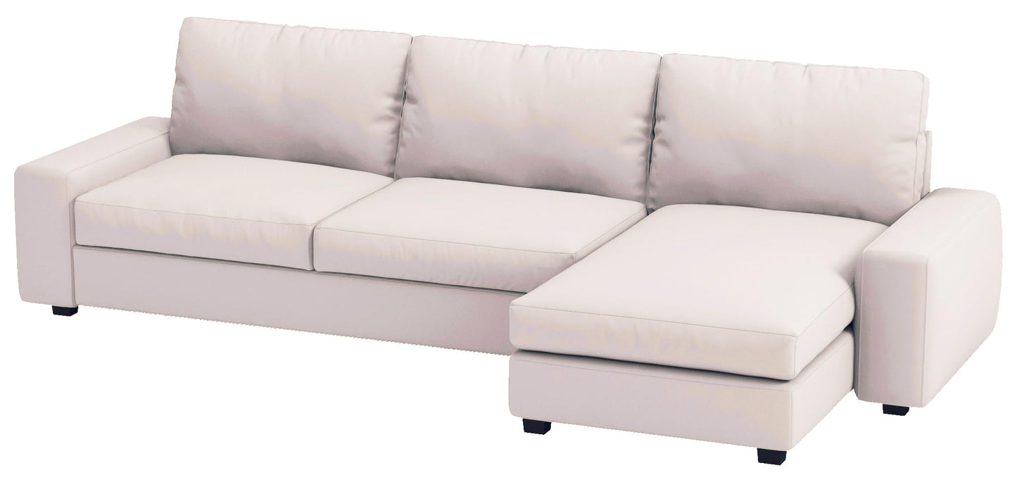 Width: 125.2", Not 110" Durable KIVIK Three 3 Seat Sofa with Chaise Sectional Cover Replacement, Compatible with IKEA Kivik 4 Four Seat Corner Lounge Slipcover Only (Polyester Beige)