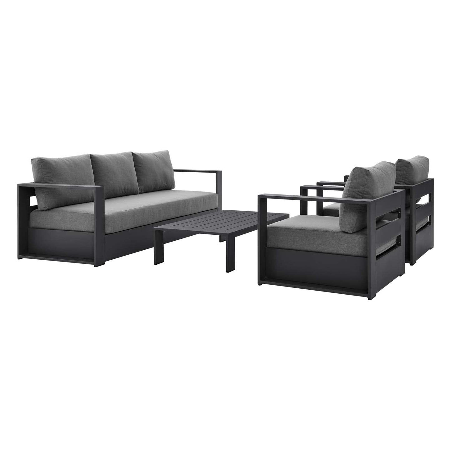 Modway Tahoe Aluminum 4-Piece Outdoor Patio Set in Gray Charcoal