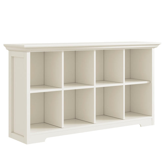 OSCHF Cube Shelf Bookcase with Base - Wooden 2 Tiers Floor Standing Low Storage Cabinet for Home and Office, 8-Cube Lattice Bookshelf, Warm White