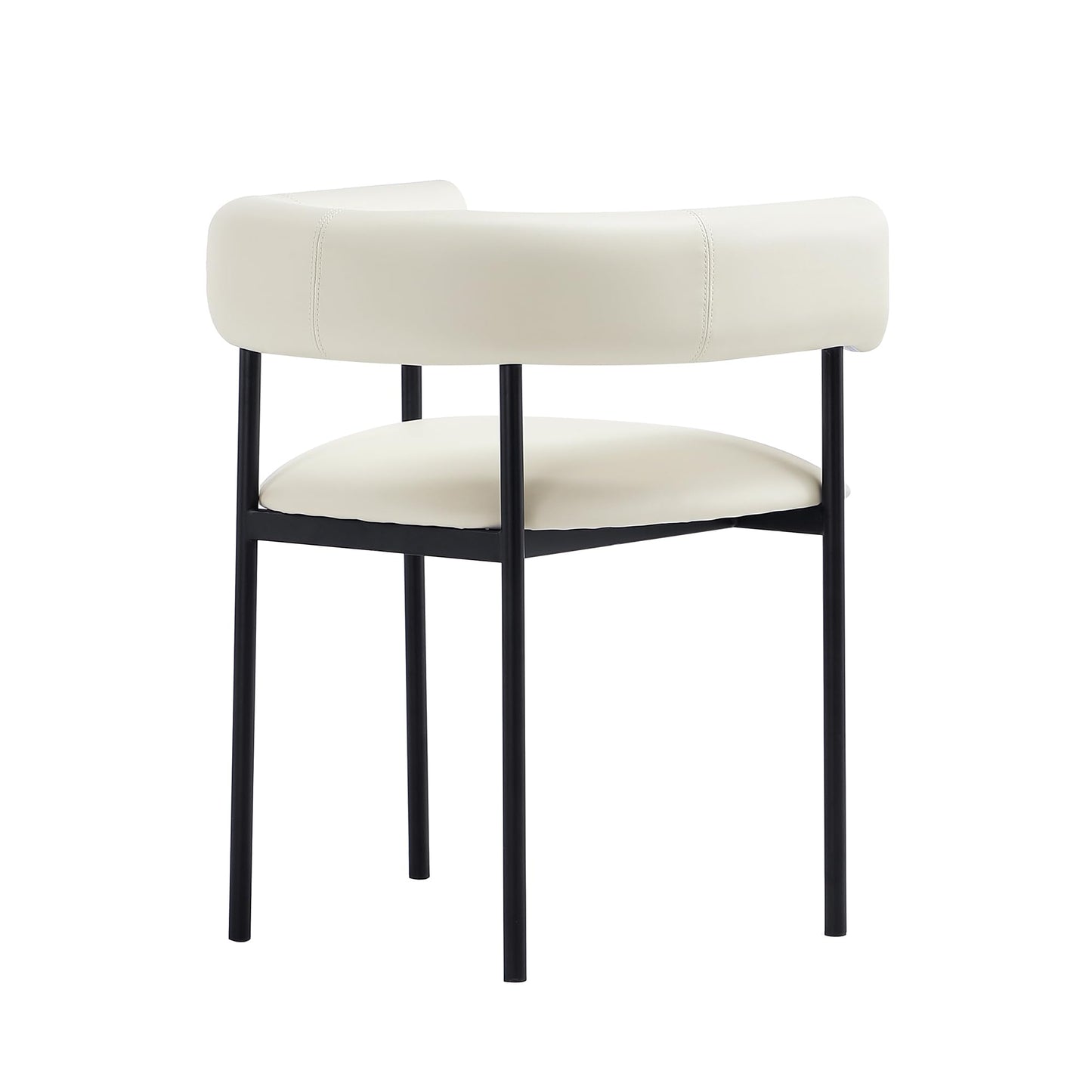 Manhattan Comfort Onda Dining Chair Upholstered in Vegan Leather, Metal Frame with Wraparound Backrest, Modern Seating for Kitchen Counter and Table, Ivory