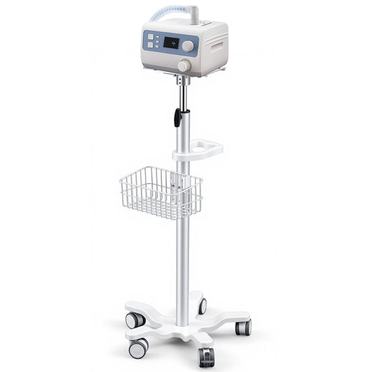 DaisyInner Adjustable Mobile Medical Cart with Wheels, Load up to 33 Lbs, Laptop Rolling Cart with Storage Basket 16.5" x 16.7" Large Tabletop Medical Trolley Workstation for Hospital, Lab Use(Tray)