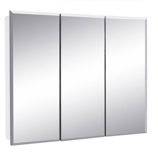 Design House 36 Inch Cyprus Bathroom Medicine Cabinet, Durable Pre-Assembled Wall Mounted or Recessed with Frameless Mirrored Doors, White Cabinet, 597500