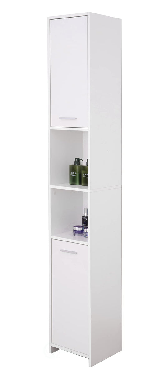 Versatile 77-Inch White Tall Storage Cabinet with 2 Doors and Adjustable Shelves, Linen Tower Cabinet, Bathroom Organizer and Storage, Kitchen Cabinet, Pantry Organizer, and Linen Closet