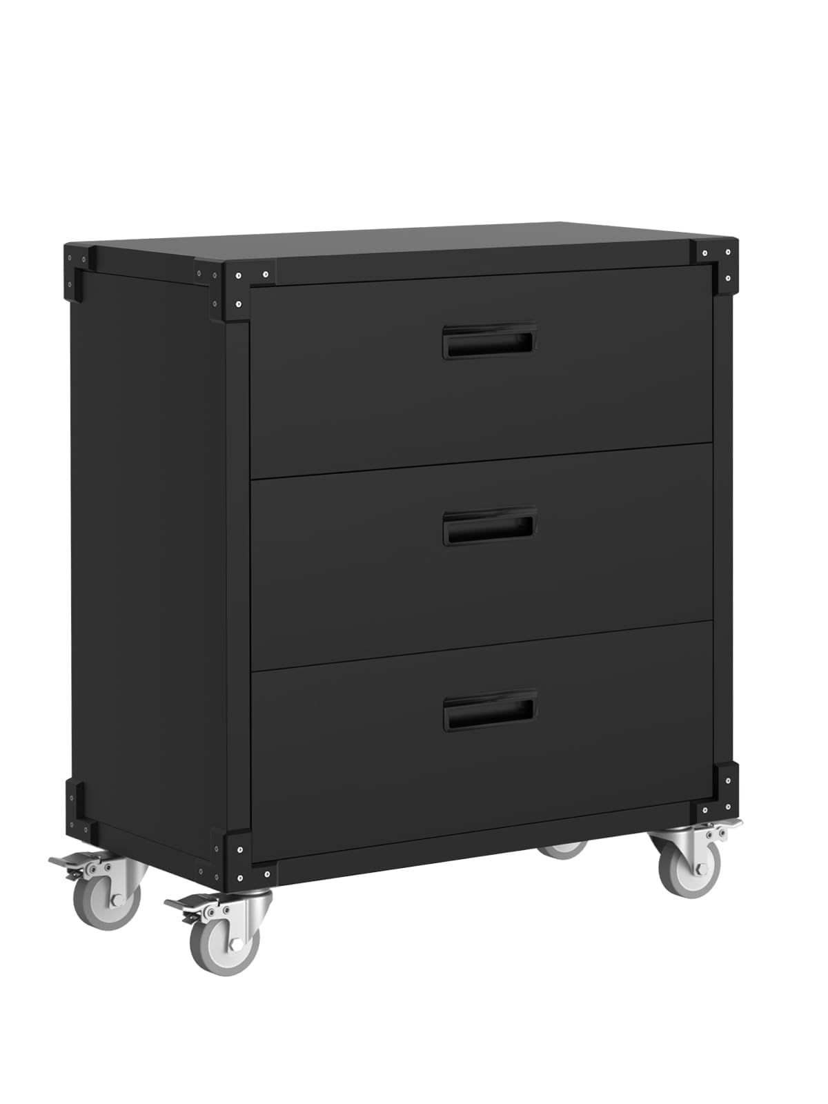 3-Drawer Rolling Tool Cabinet, Heavy Duty Metal Storage Cabinet on Wheels, Mobile Tool Chest Cart for Garage, Workshop, Warehouse, Office, Basement, Black, 31.5"W x 16.5"D x 35.4"H, Assembly Required