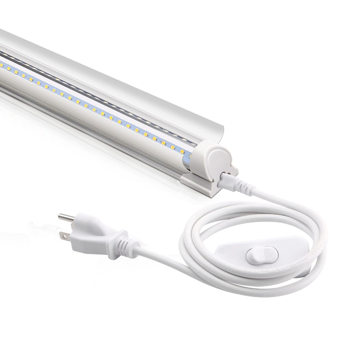 Barrina LED Shop Light 4FT 40W 5000LM 6500K V Shape T8 Integrated Fixture, Aluminum, Clear Cover